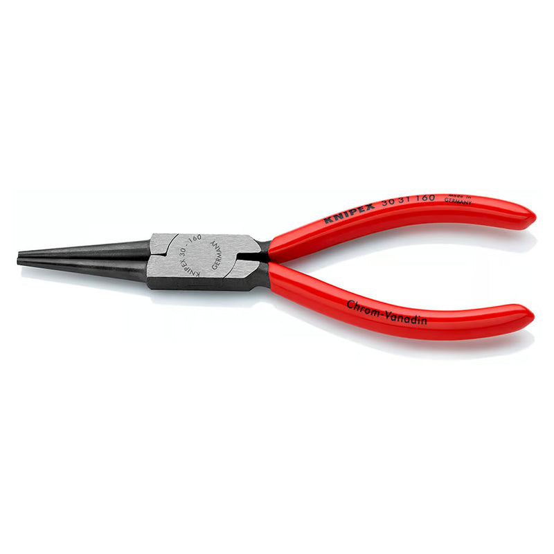 Kìm kẹp mũi nhọn, hàm tròn KNIPEX 30 31 160 chiều dài 160mm, mạ đen nhám tay cầm bọc nhựa kháng dầu mở