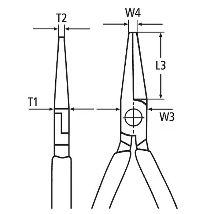 Kìm kẹp mũi nhọn, hàm tròn KNIPEX 30 33 160 chiều dài 160mm, mạ chrome tay cầm bọc nhựa kháng dầu mở
