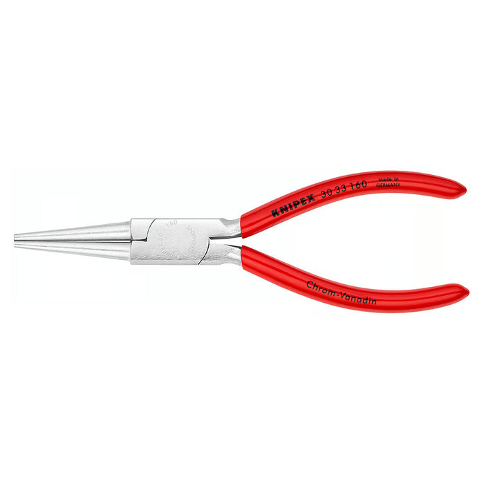 Kìm kẹp mũi nhọn, hàm tròn KNIPEX 30 33 160 chiều dài 160mm, mạ chrome tay cầm bọc nhựa kháng dầu mở