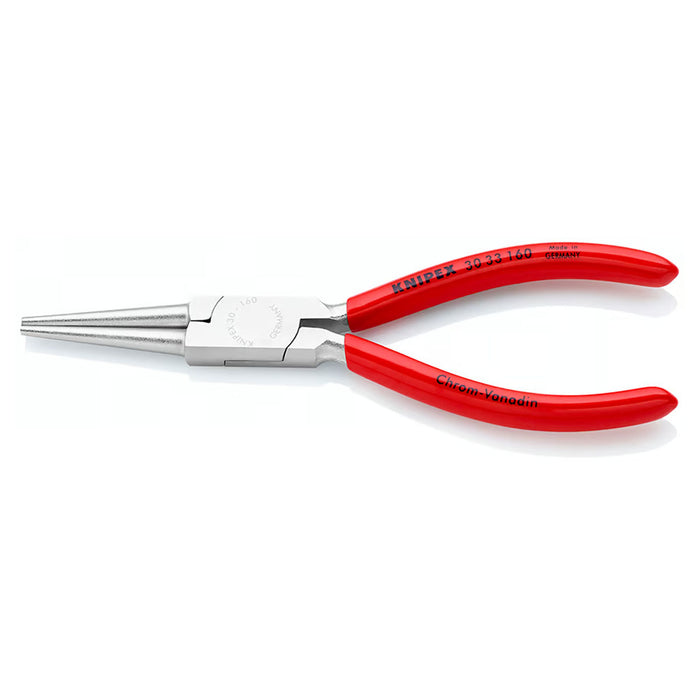 Kìm kẹp mũi nhọn, hàm tròn KNIPEX 30 33 160 chiều dài 160mm, mạ chrome tay cầm bọc nhựa kháng dầu mở