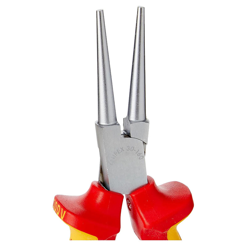 Kìm kẹp mũi nhọn, hàm tròn KNIPEX 30 36 160 cách điện 1000V, mạ chrome