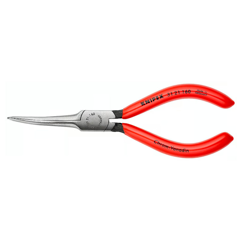 Kìm kẹp mũi kim, đầu mũi cong 45° KNIPEX 31 21 160 chiều dài 160mm, mạ đen nhám tay cầm bọc nhựa kháng dầu mở