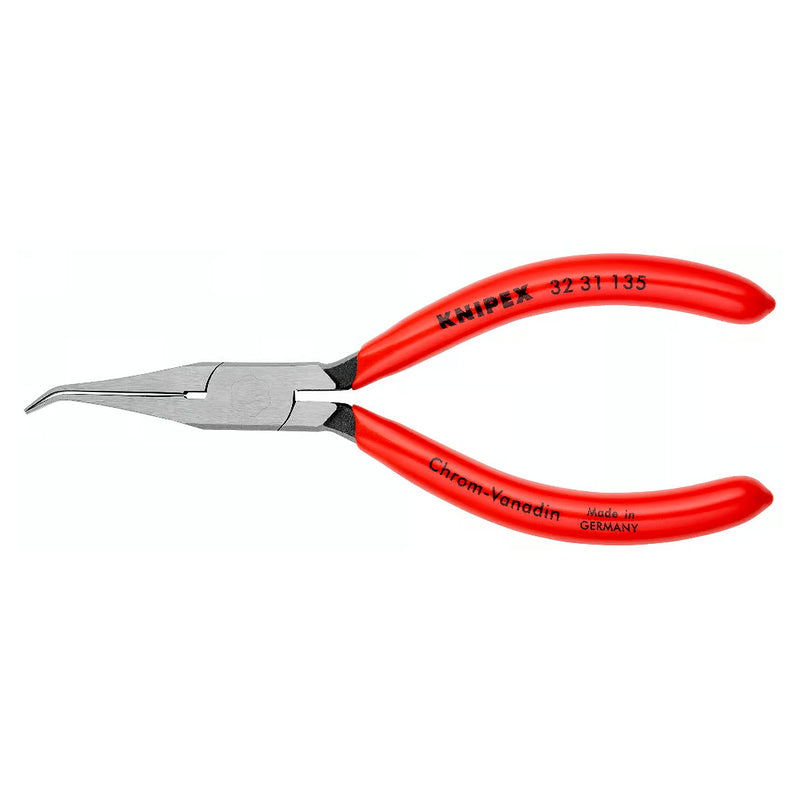 Kìm mũi nhọn điều chỉnh rơ le, đầu mũi cong 40° KNIPEX 32 31 135 chiều dài 135mm, mạ đen nhám tay cầm bọc nhựa kháng dầu mở