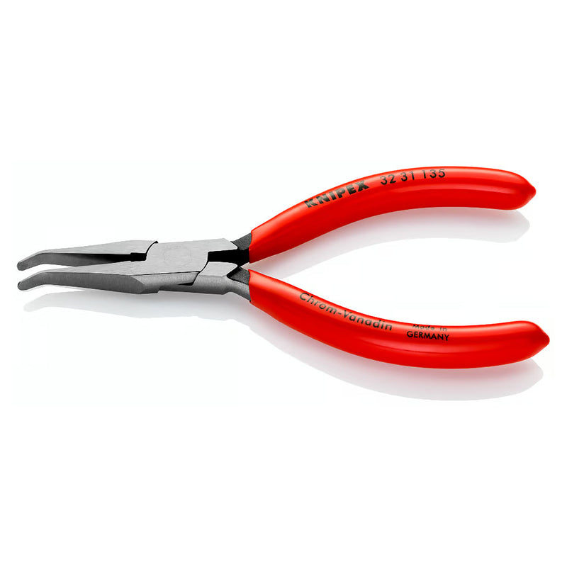 Kìm mũi nhọn điều chỉnh rơ le, đầu mũi cong 40° KNIPEX 32 31 135 chiều dài 135mm, mạ đen nhám tay cầm bọc nhựa kháng dầu mở