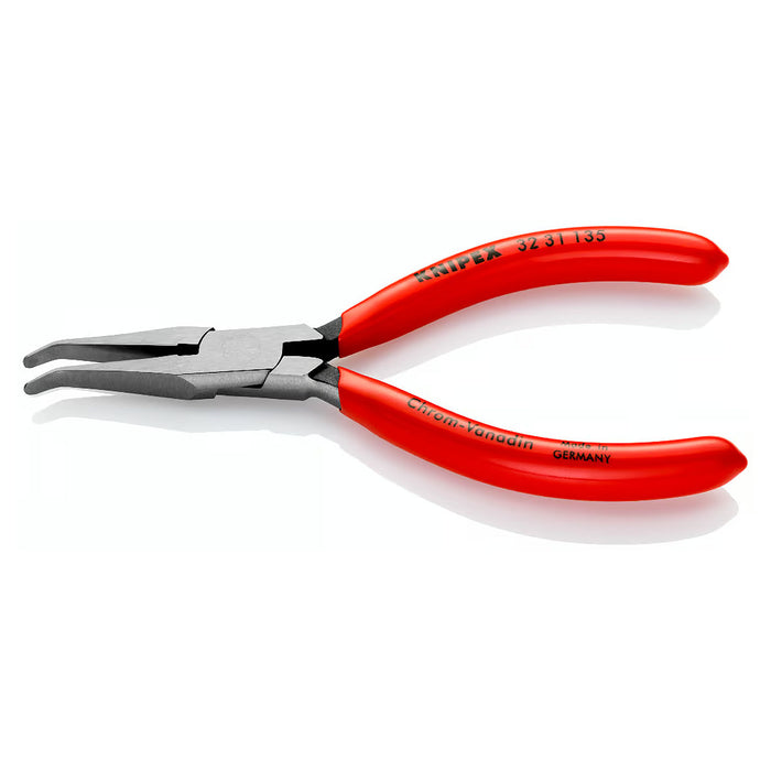 Kìm mũi nhọn điều chỉnh rơ le, đầu mũi cong 40° KNIPEX 32 31 135 chiều dài 135mm, mạ đen nhám tay cầm bọc nhựa kháng dầu mở