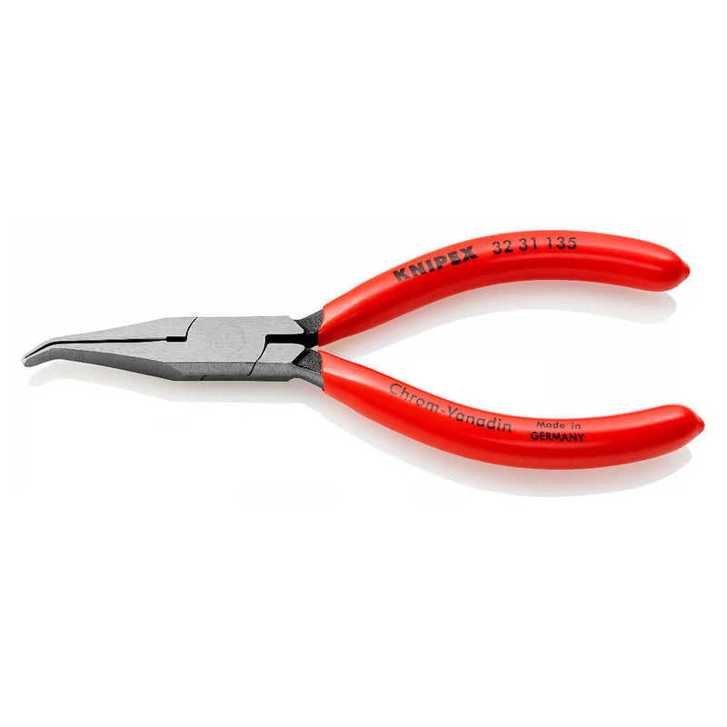 Kìm mũi nhọn điều chỉnh rơ le, đầu mũi cong 40° KNIPEX 32 31 135 chiều dài 135mm, mạ đen nhám tay cầm bọc nhựa kháng dầu mở