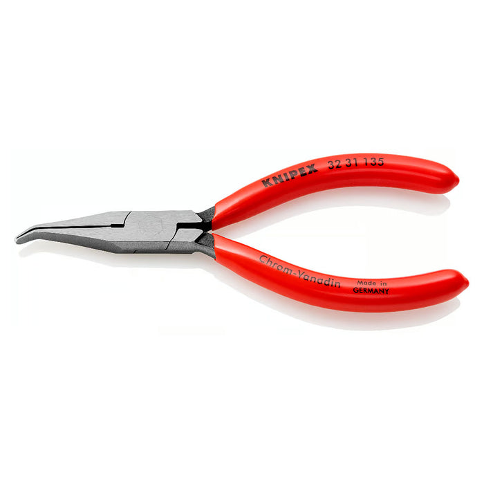 Kìm mũi nhọn điều chỉnh rơ le, đầu mũi cong 40° KNIPEX 32 31 135 chiều dài 135mm, mạ đen nhám tay cầm bọc nhựa kháng dầu mở