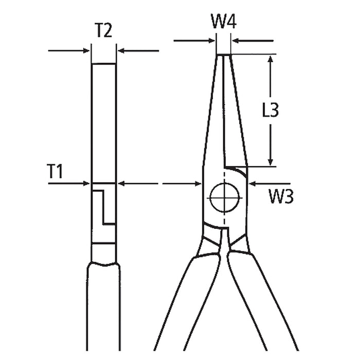 Kìm mỏ vịt KNIPEX chiều dài 160mm, tay cầm bọc nhựa kháng dầu mở