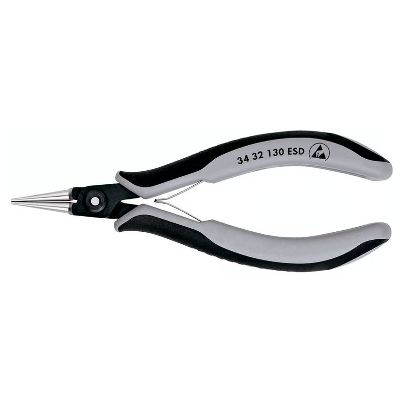 Kìm kẹp linh kiện điện tử chống tĩnh điện, hàm kẹp tròn trơn KNIPEX 34 32 130 ESD chiều dài 135mm