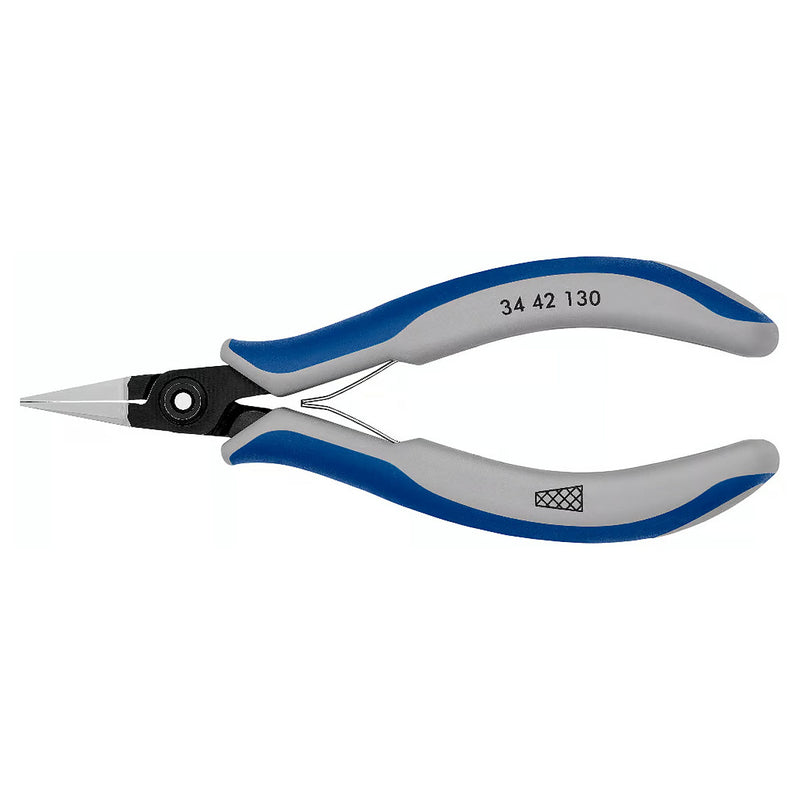 Kìm kẹp linh kiện điện tử, hàm kẹp phẳng có vân chéo KNIPEX 34 42 130 chiều dài 130mm