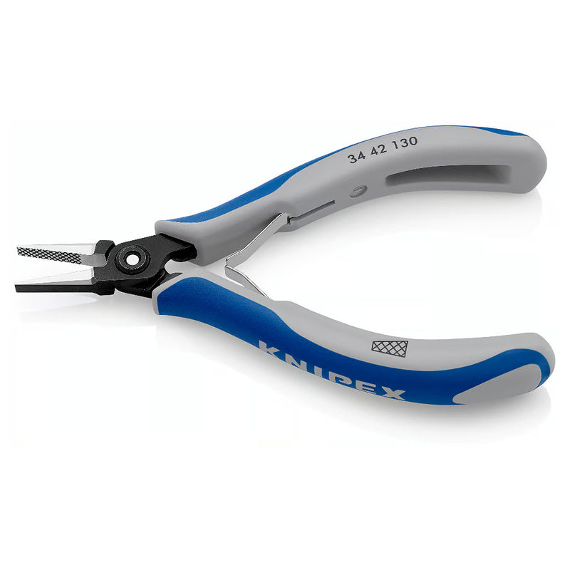 Kìm kẹp linh kiện điện tử, hàm kẹp phẳng có vân chéo KNIPEX 34 42 130 chiều dài 130mm