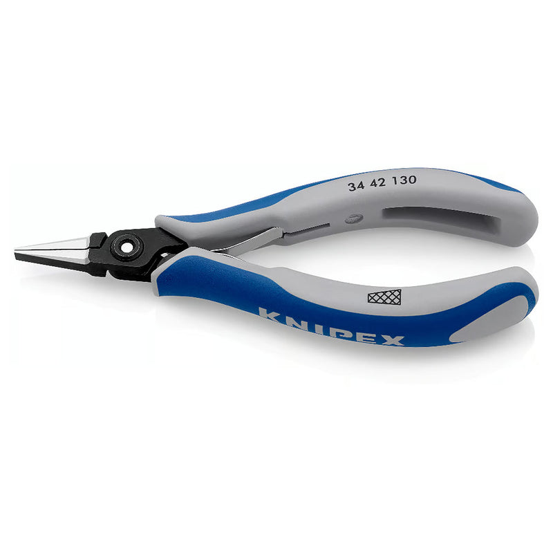 Kìm kẹp linh kiện điện tử, hàm kẹp phẳng có vân chéo KNIPEX 34 42 130 chiều dài 130mm