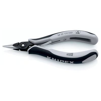 Kìm kẹp linh kiện điện tử chống tĩnh điện, hàm kẹp bán nguyệt có vân chéo KNIPEX 34 52 130 ESD chiều dài 130mm