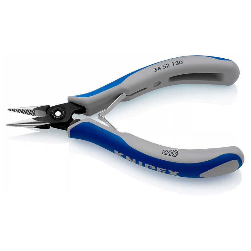 Kìm kẹp linh kiện điện tử, hàm kẹp bán nguyệt có vân chéo KNIPEX 34 52 130 chiều dài 130mm