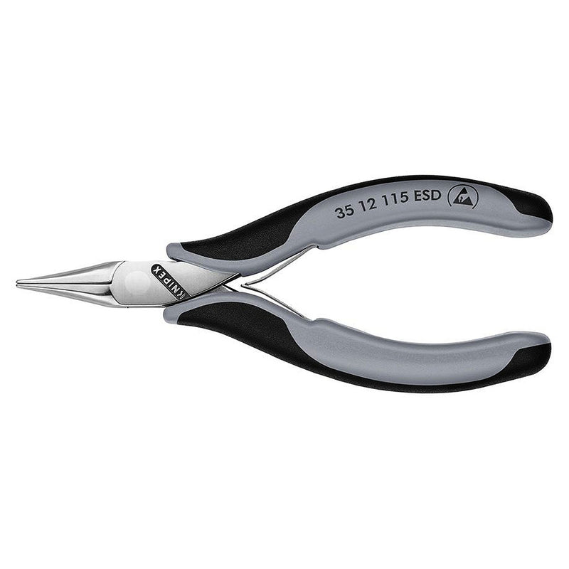 Kìm kẹp linh kiện điện tử chống tĩnh điện, hàm kẹp phẳng trơn KNIPEX 35 12 115 ESD chiều dài 115mm