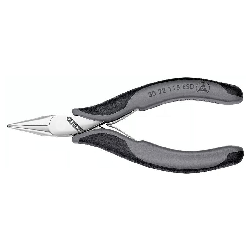 Kìm kẹp linh kiện điện tử chống tĩnh điện, hàm kẹp bán nguyệt trơn KNIPEX 35 22 115 ESD chiều dài 115mm