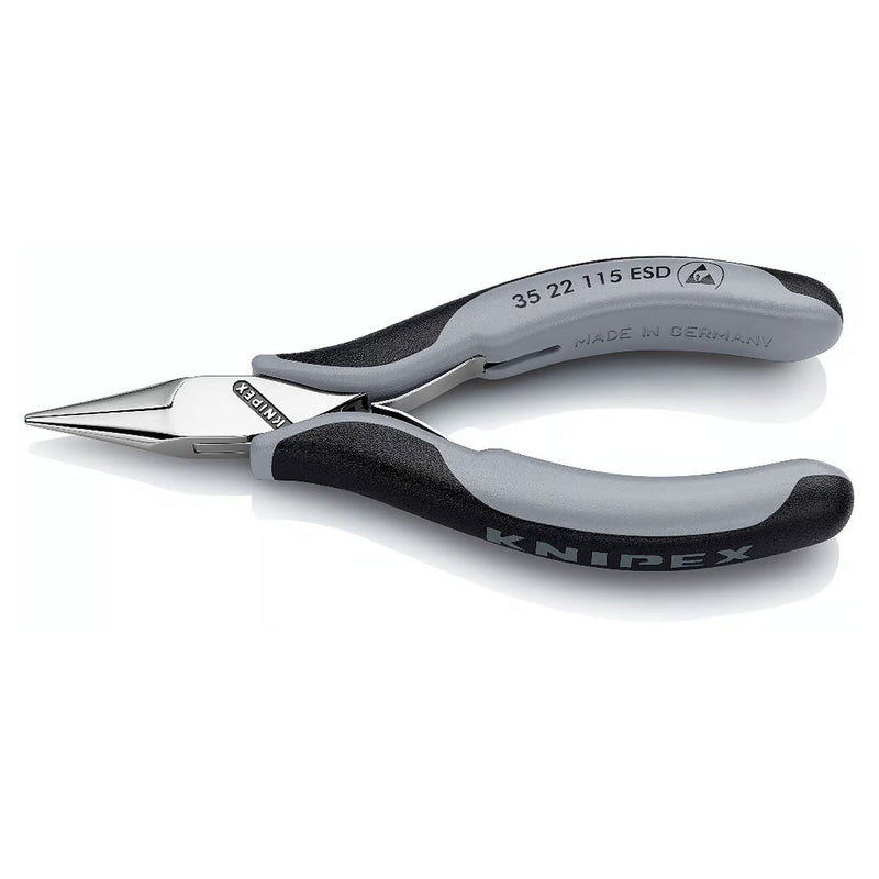 Kìm kẹp linh kiện điện tử chống tĩnh điện, hàm kẹp bán nguyệt trơn KNIPEX 35 22 115 ESD chiều dài 115mm