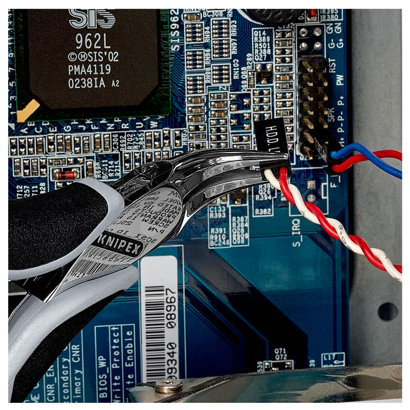 Kìm kẹp linh kiện điện tử chống tĩnh điện, hàm kẹp trơn cong 45° KNIPEX 35 42 115 ESD chiều dài 115mm