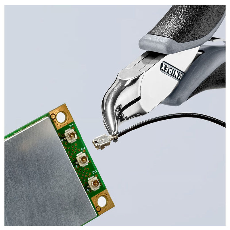 Kìm kẹp linh kiện điện tử chống tĩnh điện, hàm kẹp trơn cong 45° KNIPEX 35 42 115 ESD chiều dài 115mm