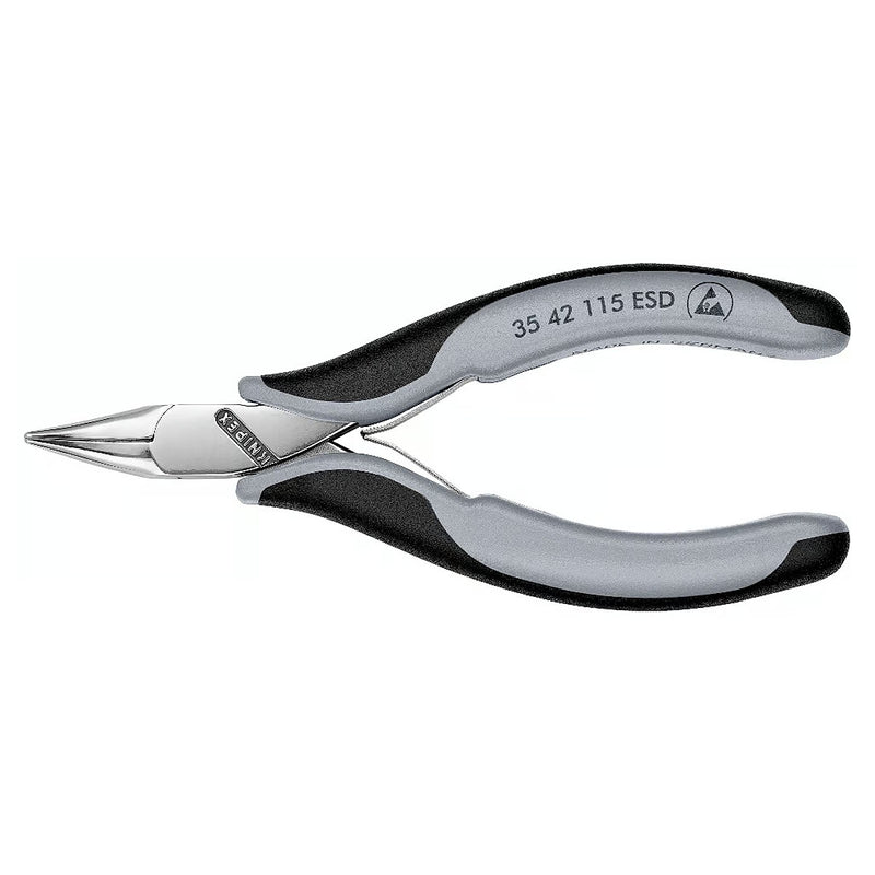 Kìm kẹp linh kiện điện tử chống tĩnh điện, hàm kẹp trơn cong 45° KNIPEX 35 42 115 ESD chiều dài 115mm