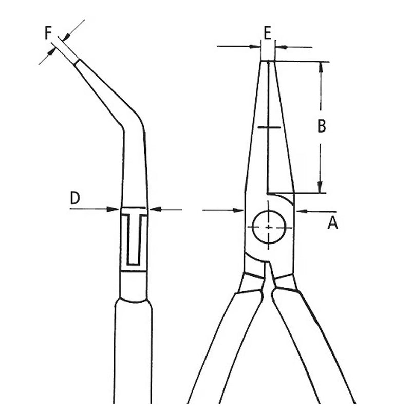 Kìm kẹp linh kiện điện tử chống tĩnh điện, hàm kẹp trơn cong 45° KNIPEX 35 82 145 ESD chiều dài 145mm