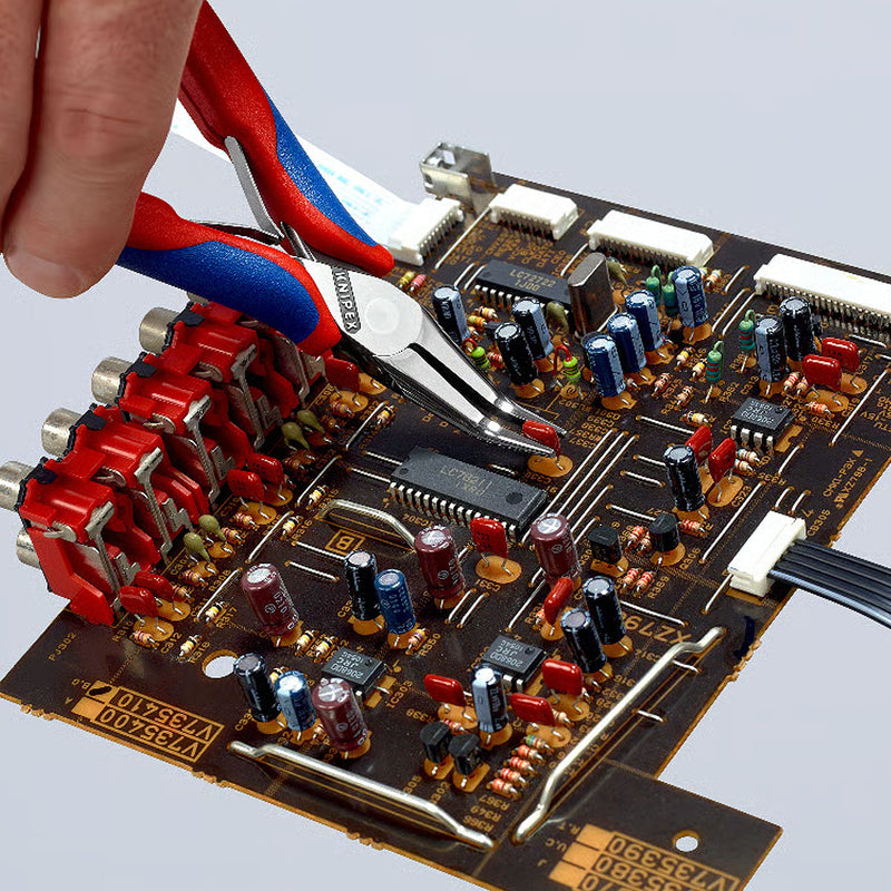 Kìm kẹp linh kiện điện tử, hàm kẹp trơn cong 45° KNIPEX 35 82 145 chiều dài 145mm