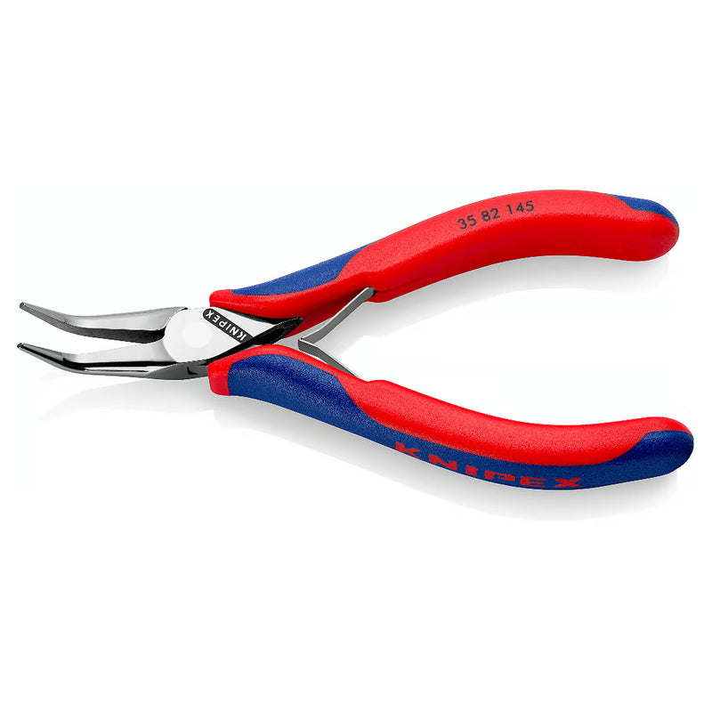 Kìm kẹp linh kiện điện tử, hàm kẹp trơn cong 45° KNIPEX 35 82 145 chiều dài 145mm