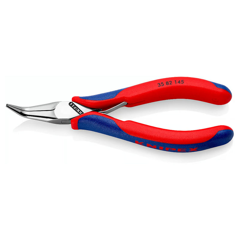 Kìm kẹp linh kiện điện tử, hàm kẹp trơn cong 45° KNIPEX 35 82 145 chiều dài 145mm