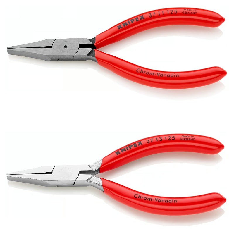 Kìm kẹp, uốn vật liệu chi tiết nhỏ hàm phẳng mũi rộng KNIPEX chiều dài 125mm, tay cầm bọc nhựa kháng dầu mở