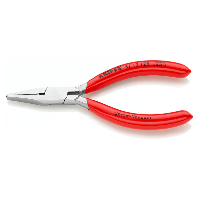Kìm kẹp, uốn vật liệu chi tiết nhỏ hàm phẳng mũi rộng KNIPEX chiều dài 125mm, tay cầm bọc nhựa kháng dầu mở