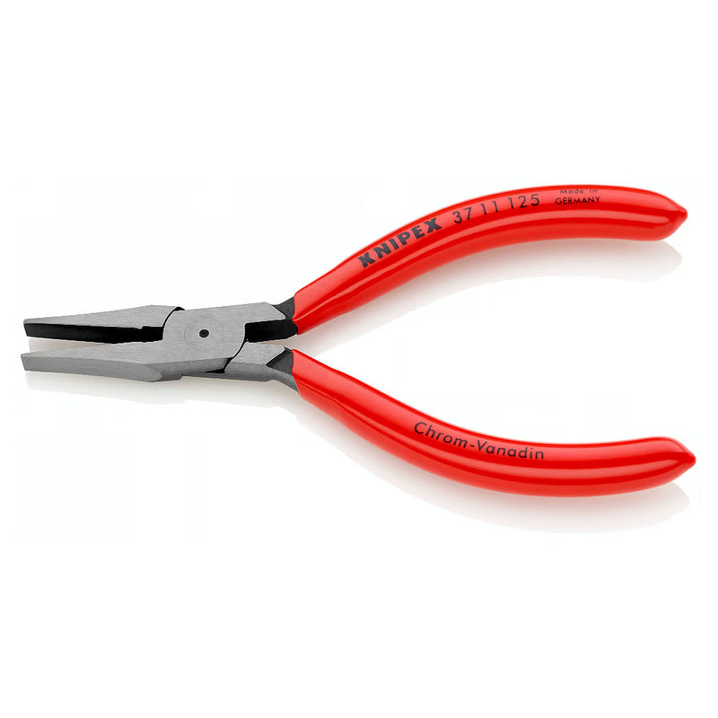 Kìm kẹp, uốn vật liệu chi tiết nhỏ hàm phẳng mũi rộng KNIPEX chiều dài 125mm, tay cầm bọc nhựa kháng dầu mở