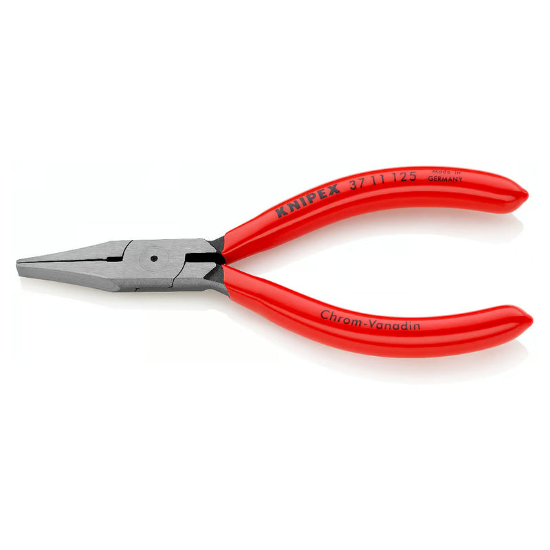 Kìm kẹp, uốn vật liệu chi tiết nhỏ hàm phẳng mũi rộng KNIPEX chiều dài 125mm, tay cầm bọc nhựa kháng dầu mở