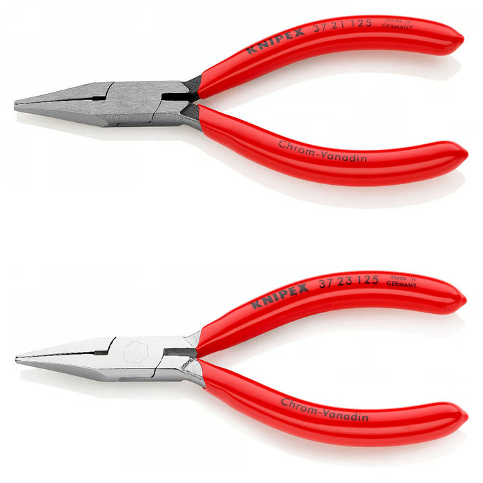 Kìm kẹp, uốn vật liệu chi tiết nhỏ hàm phẳng, mũi nhọn KNIPEX chiều dài 125mm, tay cầm bọc nhựa kháng dầu mở