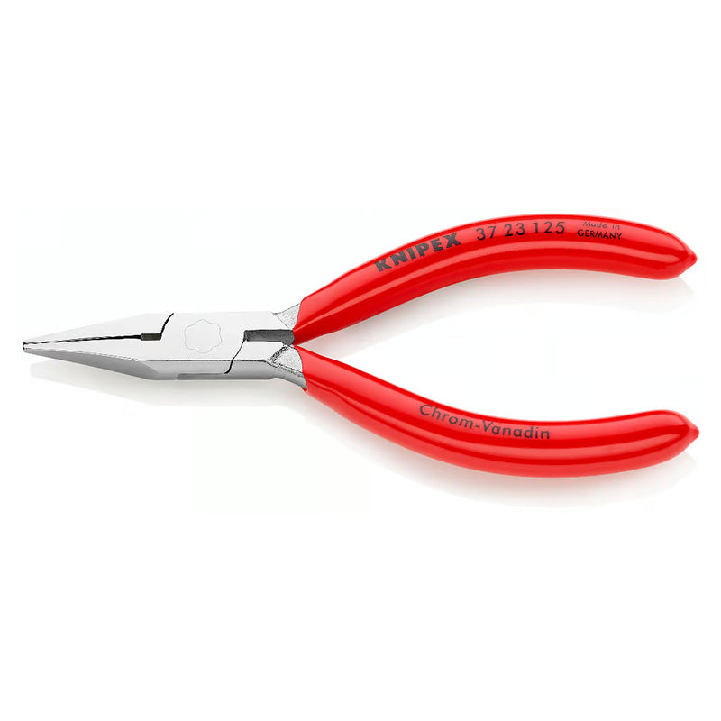 Kìm kẹp, uốn vật liệu chi tiết nhỏ hàm phẳng, mũi nhọn KNIPEX chiều dài 125mm, tay cầm bọc nhựa kháng dầu mở