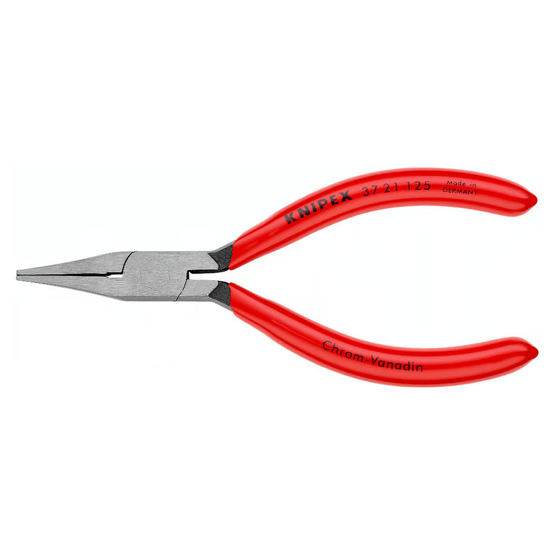 Kìm kẹp, uốn vật liệu chi tiết nhỏ hàm phẳng, mũi nhọn KNIPEX chiều dài 125mm, tay cầm bọc nhựa kháng dầu mở