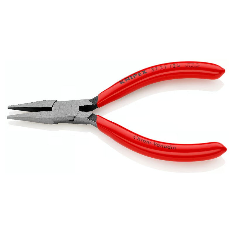 Kìm kẹp, uốn vật liệu chi tiết nhỏ hàm phẳng, mũi nhọn KNIPEX chiều dài 125mm, tay cầm bọc nhựa kháng dầu mở