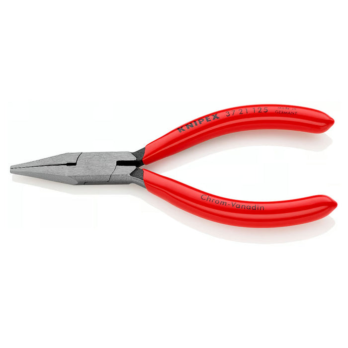 Kìm kẹp, uốn vật liệu chi tiết nhỏ hàm phẳng, mũi nhọn KNIPEX chiều dài 125mm, tay cầm bọc nhựa kháng dầu mở