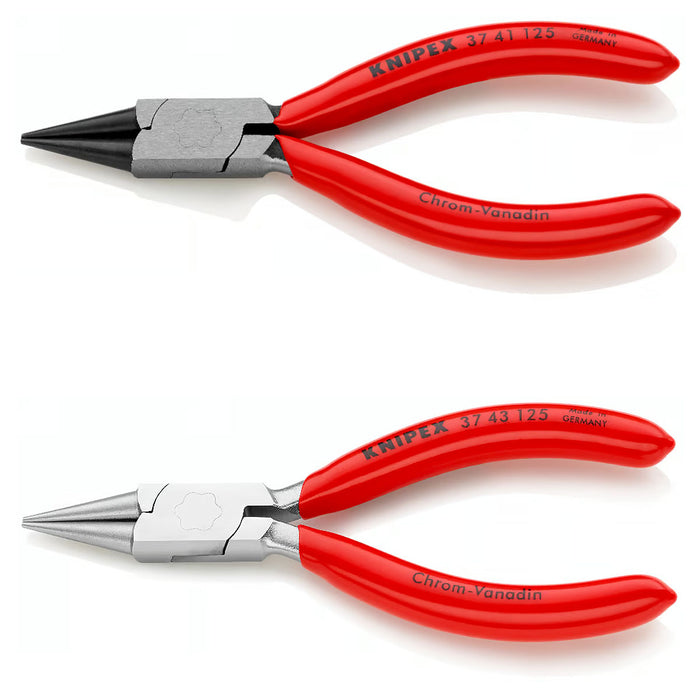 Kìm kẹp, uốn vật liệu chi tiết nhỏ hàm tròn KNIPEX chiều dài 125mm, tay cầm bọc nhựa kháng dầu mở