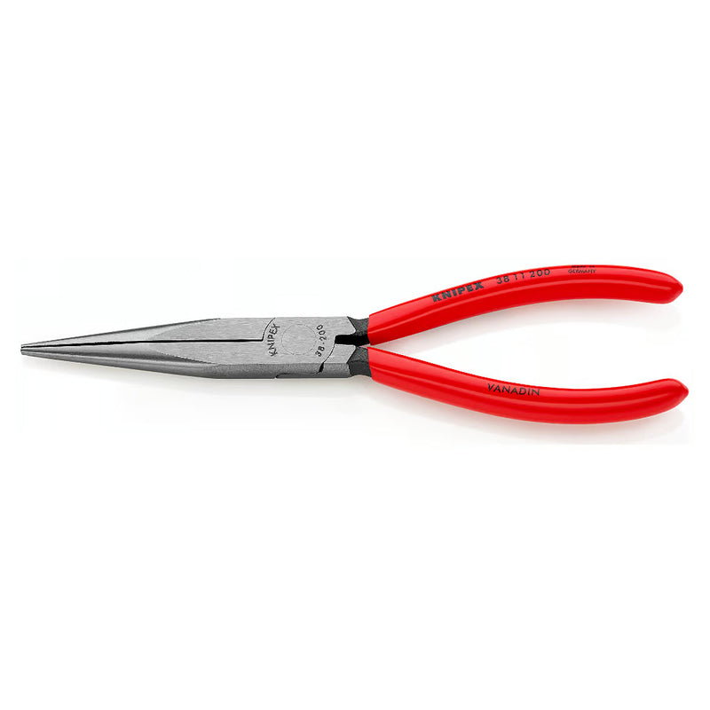 Kìm nhọn KNIPEX 38 11 200 chiều dài 200mm, mạ đen nhám tay cầm bọc nhựa kháng dầu mở