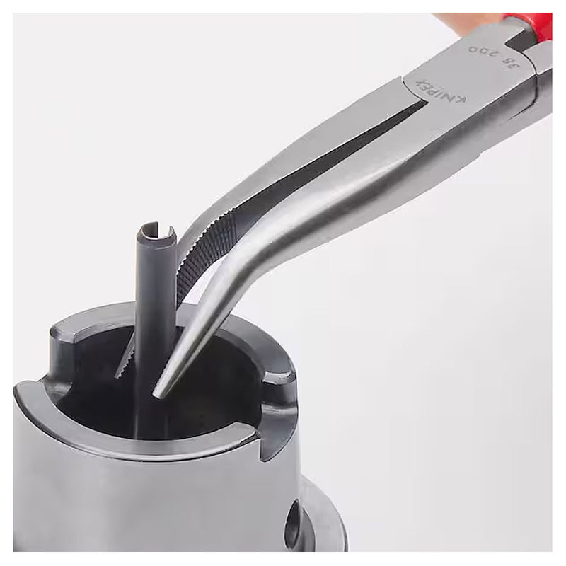 Kìm nhọn, mũi cong 40° KNIPEX 38 21 200 chiều dài 200mm, mạ đen nhám tay cầm bọc nhựa kháng dầu mở