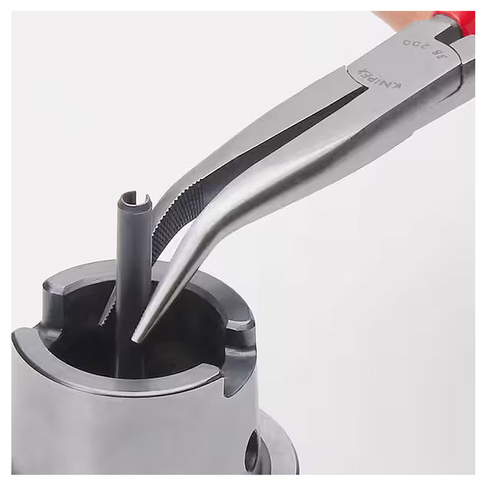 Kìm nhọn, mũi cong 40° KNIPEX 38 21 200 chiều dài 200mm, mạ đen nhám tay cầm bọc nhựa kháng dầu mở