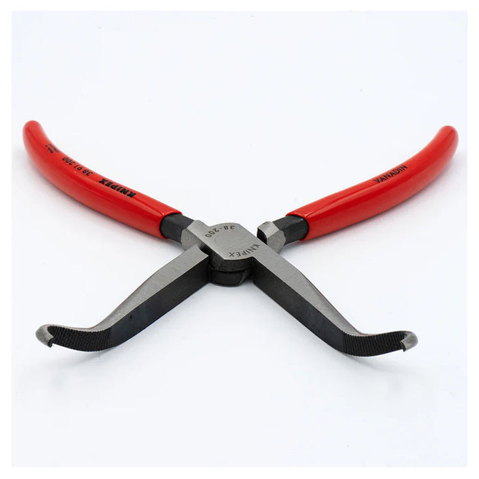 Kìm nhọn, mũi vành khuyên chuyên dùng rút dây KNIPEX 38 91 200 chiều dài 200mm, mạ đen nhám tay cầm bọc nhựa kháng dầu mở