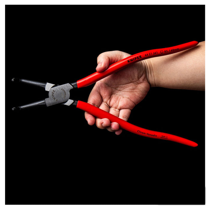 Kìm mở phe trong, đầu mũi cong 90° KNIPEX chiều dài từ 130mm - 300mm, khả năng mở phe từ Ø8mm - Ø140mm,mạ đen nhám tay cầm bọc nhựa kháng dầu mở