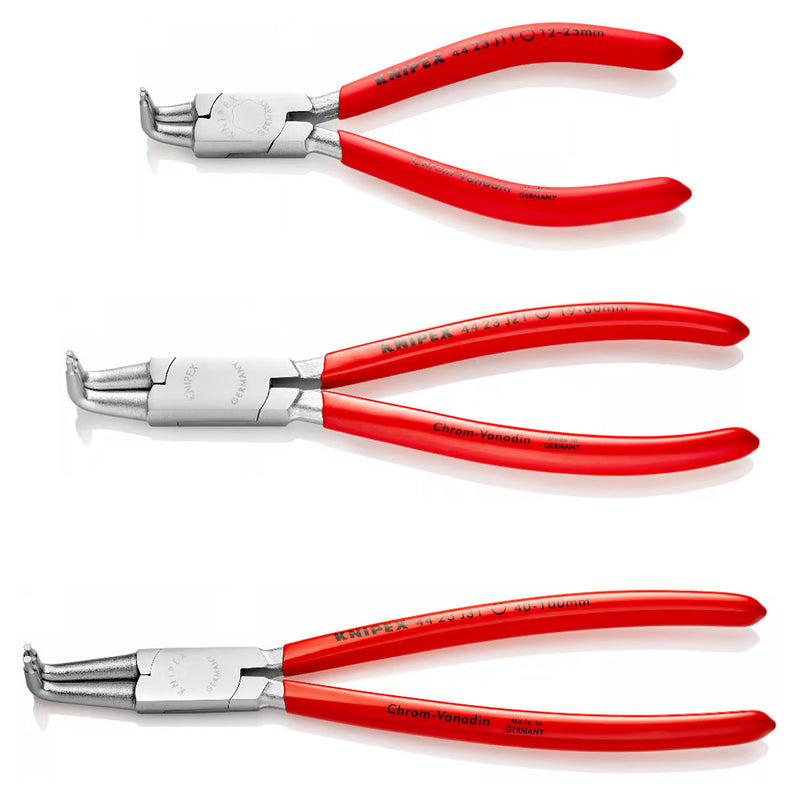 Kìm mở phe trong, đầu mũi cong 90° KNIPEX chiều dài từ 130mm - 215mm, khả năng mở phe từ Ø12mm - Ø100mm, mạ chrome tay cầm bọc nhựa kháng dầu mở