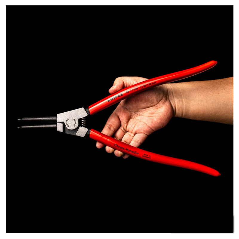 Kìm mở phe ngoài KNIPEX chiều dài từ 140mm - 320mm, khả năng mở phe từ Ø3mm - Ø140mm, mạ đen nhám tay cầm bọc nhựa kháng dầu mở