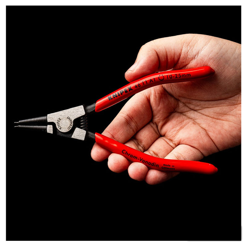 Kìm mở phe ngoài KNIPEX chiều dài từ 140mm - 320mm, khả năng mở phe từ Ø3mm - Ø140mm, mạ đen nhám tay cầm bọc nhựa kháng dầu mở