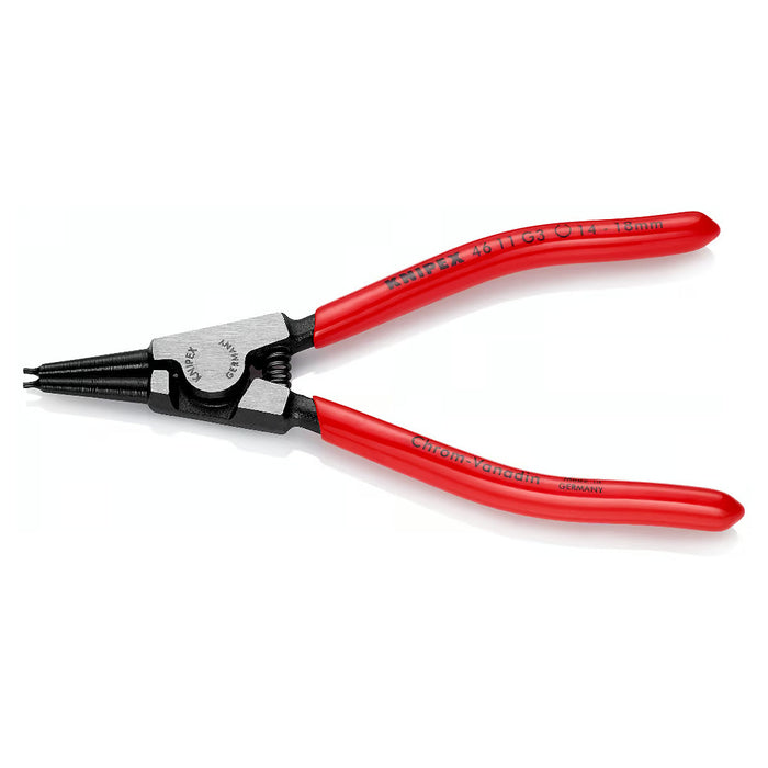 Kìm mở phe ngoài, có lò xo trợ lực KNIPEX chiều dài từ 140mm - 180mm, khả năng mở phe từ Ø4mm - Ø30mm, mạ đen nhám, tay cầm bọc nhựa kháng dầu mở