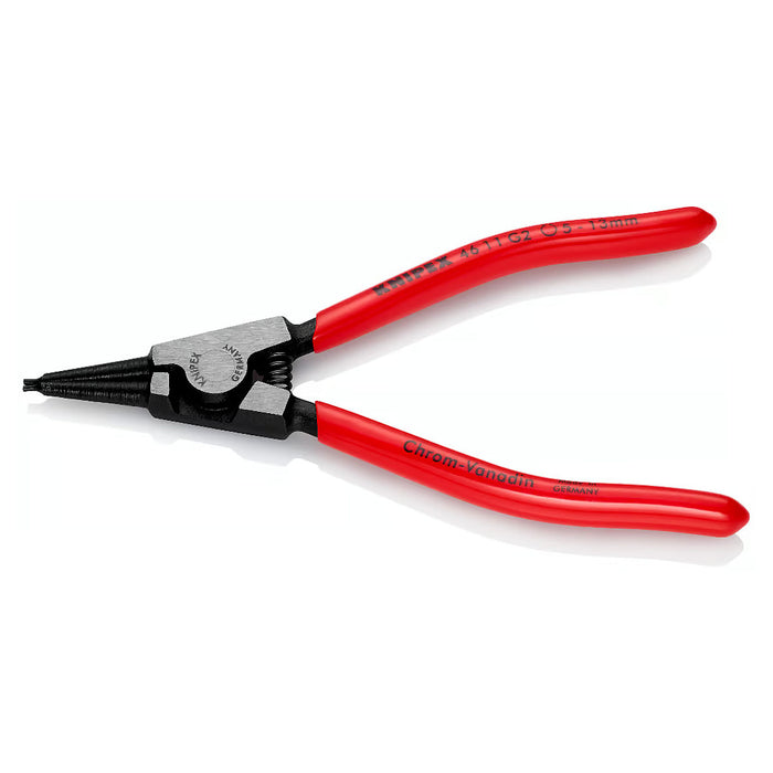 Kìm mở phe ngoài, có lò xo trợ lực KNIPEX chiều dài từ 140mm - 180mm, khả năng mở phe từ Ø4mm - Ø30mm, mạ đen nhám, tay cầm bọc nhựa kháng dầu mở