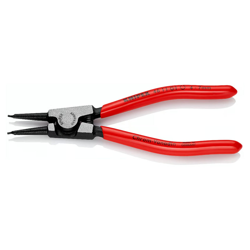 Kìm mở phe ngoài, có lò xo trợ lực KNIPEX chiều dài từ 140mm - 180mm, khả năng mở phe từ Ø4mm - Ø30mm, mạ đen nhám, tay cầm bọc nhựa kháng dầu mở