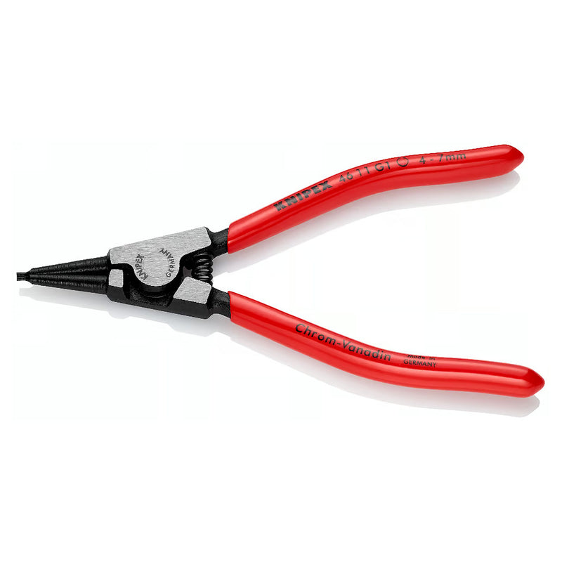 Kìm mở phe ngoài, có lò xo trợ lực KNIPEX chiều dài từ 140mm - 180mm, khả năng mở phe từ Ø4mm - Ø30mm, mạ đen nhám, tay cầm bọc nhựa kháng dầu mở